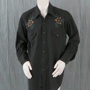 Vintage Western Shirt - Wagon Wheel Design by MWG - Men's 2XL